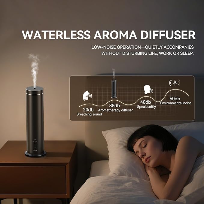 Waterless Diffuser Bluetooth Oil Diffuser Corded Essential Oil Diffuser for Home,Office,Hotel - Scent Diffuser Kit with 300ml Fragrance Included,Remote Controlled,Black