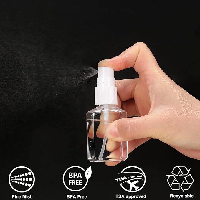 6 Pack 1 oz Mini Spray Bottles Fine Mist Travel Size Spray Bottle for Liquids Refillable Empty Plastic Bottles with Labels