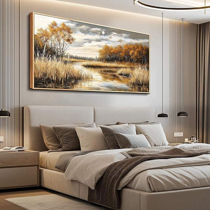 QIYILEXWART Canvas Wall Art For Living Room Large Wall Decor For Office Bedroom Decorations Trees and Rivers Landscape Pictures Farmhouse Painting Artwork Room Wall Mural Aesthetic Home Decor 30x60 In
