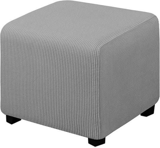 Easy-Going Stretch Ottoman Cover Folding Storage Stool Furniture Protector Soft slipcover with Elastic Bottom (X-Small,Light Grey)