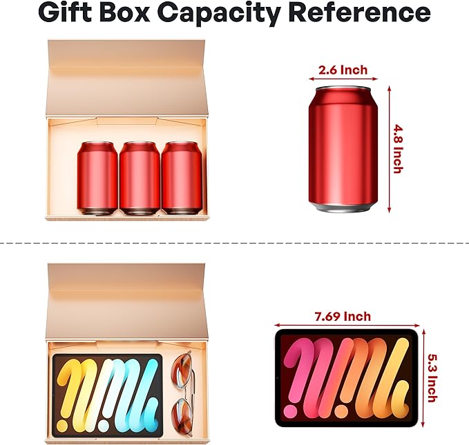 5 Pack Rose Gold Gift Box, 9.5x6x3'' Gift boxes for Presents with Lids Magnetic Closure Rectangle Collapsible for Bridesmaid proposal box, Wedding, Christmas, Halloween, Birthday Gift Packging