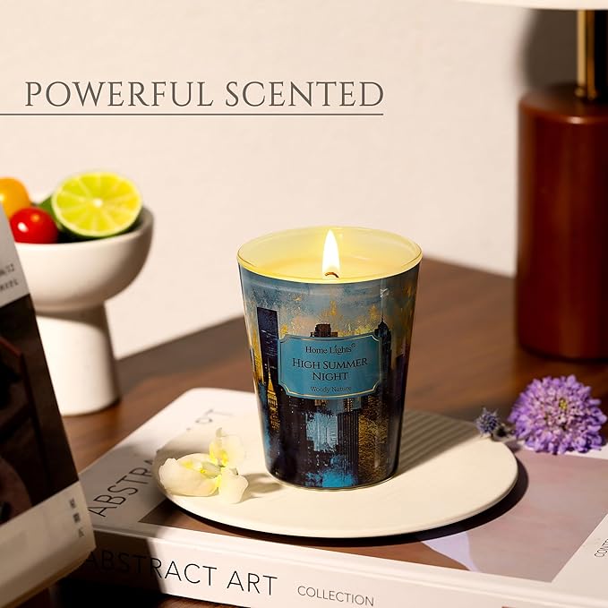 HomeLights High Summer Night Scented Candles | 6.7oz Soy Candles Industrial Chic Large Candle Jars | Ideal Candle Gifts for Events, Home Decor Stress, Relief & Relaxation