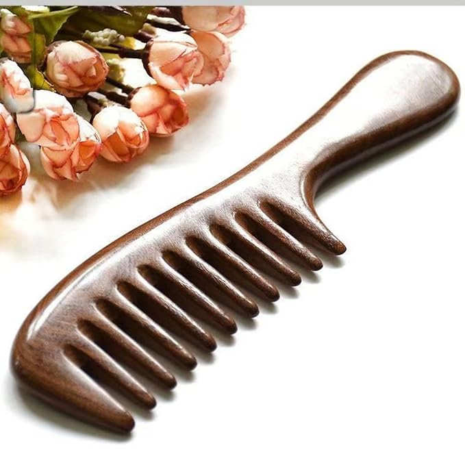 Letyvba Walnut Hair Comb, Wooden Comb for Women, Premium Antistatic Walnut 3-Piece Comb Set - Wide, Medium, and Fine Tooth. For Women and Men with Curly, Wet, Long, Dry, or Thin Hair