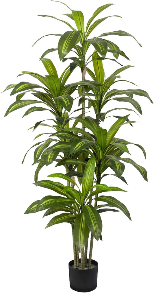 Artificial Dracaena Tree Indoor 5 FT Tall Fake Tree Artificial Tree Fake Yucca Potted Tree for Home Office Living Room Decor，Tall Artificial Plant for Housewarming