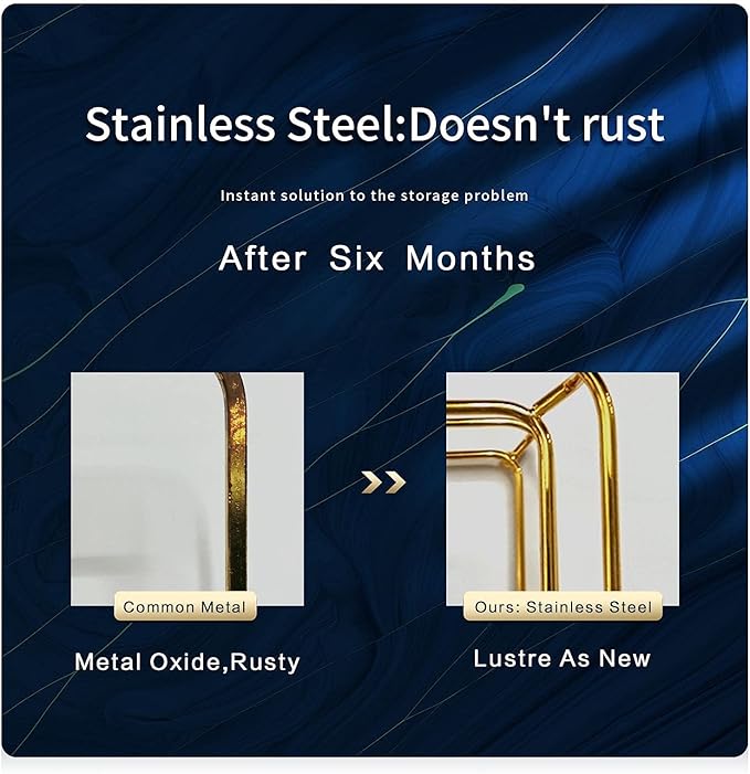 Bathroom Organizer Countertop Perfume Organizer Makeup Organizer Cosmetics Storage Display Rack Vanity Tray Dresser Stainless Steel Gold Shelf White Marble Ceramic Tray