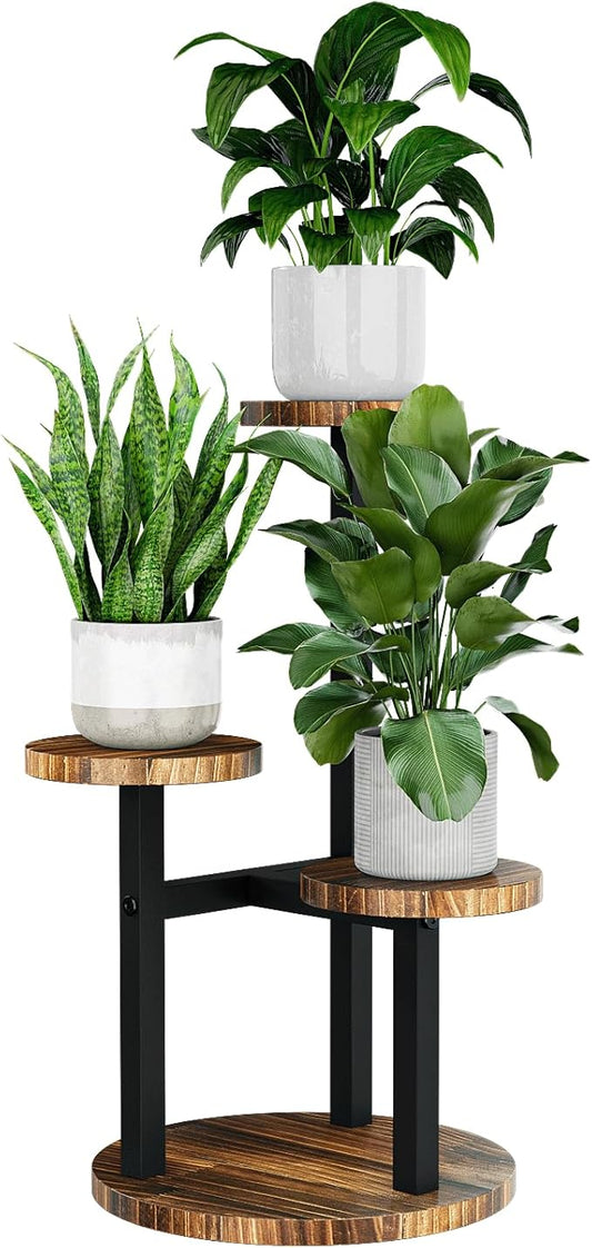 Bamworld Corner Plant Stand Indoor Metal Wood Plant Shelf Outdoor Tall Plant Stands Plant Tables Indoor Plant Rack 4 Tier Plant Stand Garden Accessories for Living Room Balcony Patio
