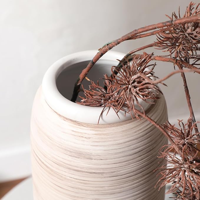 ALMA White Tall Vase for Floor, 18'' Extra Large Vase for Pampas Grass Dried Flower Bouquet, Big Ceramic Rustic Vases for Home Decor, Living Room Floor, Mantel Decoration