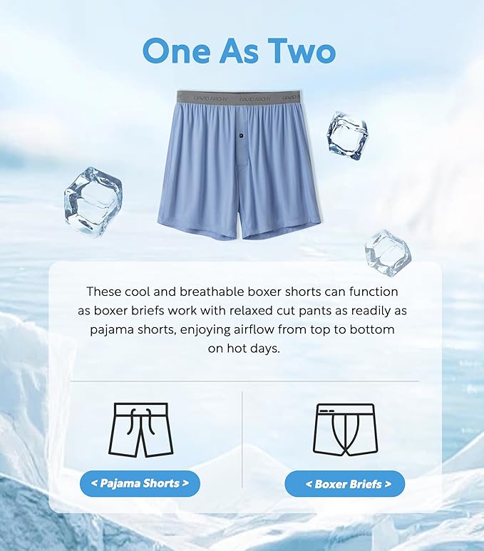 DAVID ARCHY Mens Underwear Bamboo Rayon Boxers for Men Breathable and Cool Men's Boxer Shorts with Button Fly 3 or 5 Pack