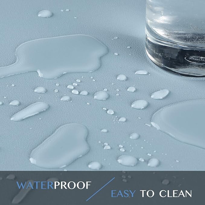 K KNODEL Large Office Leather Desk Mat, Mouse and Keyboard Pad, Computer and Laptop Mat, Desktop Protector and Cover, Writing Pad and Blotter (31.5"x15.7", Light Blue)