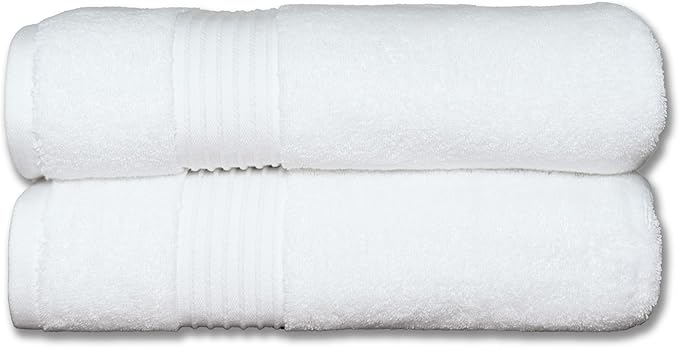 Milara Turkish Super-Plush Bath Towels Set 2-Piece | Premium Cotton Bath Towel Set Absorbent, Durable with Hanging Loops | White Color Turkish Bath Towels, (27 x 54 Inches)