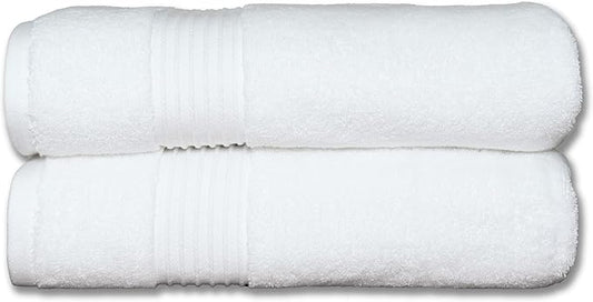 Milara Turkish Super-Plush Bath Towels Set 2-Piece | Premium Cotton Bath Towel Set Absorbent, Durable with Hanging Loops | White Color Turkish Bath Towels, (27 x 54 Inches)