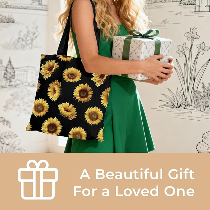 Cute Aesthetic Canvas Tote Bag for Women, Reusable Foldable Shopping Cotton Shoulder Totebag with Zipper Pocket