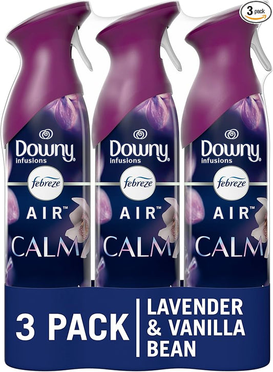 Febreze Air Mist Air Freshener Spray, Odor-Fighting Room Spray, Air Fresheners for Home and Bathroom and Kitchen, Aerosol Can, Downy Calm Scent, 8.8oz, 3 Count