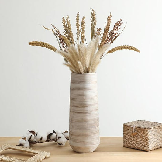 ALMA White Vessel 13 Inch Tall, Large Floor Vase for Wedding and Housewarming|Ceramic Pampas Grass Vase in Minimalist Modern Home Decor, Aesthetic Room Decor, Shelf Decor