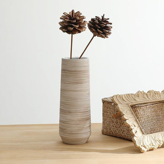 ALMA 9 Inch White Ceramic Flower Vase for Lego Flower Bouquet|Small Pampas Grass Vase for Home Decor,Tabletop, Bookshelf, Mantle,Living Room