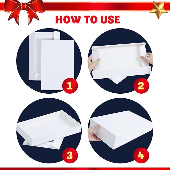 JOYIN 12 PCS 17" Christmas Shirt Gift Boxes with Lid for Presents, Extra Large White Cardboard Box with Tissue Paper, Robe Box for Clothes, Father's Day, Xmas Birthday Holiday Wedding Gift Wrap Decor