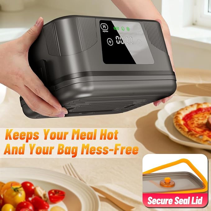 Cordless Electric Lunch Box for Adults, 18000mAh Rechargeable Heated Lunch Box Battery Powered with Scheduled Heating, 1.5L Portable Food Warmer, Bonus Ice Pack & Insulated Bag for Work, Office, Car