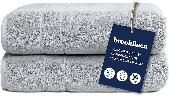 Brooklinen Super-Plush Turkish Cotton Washcloths Set of 2 Cotton, 820 GSM, Highly Absorbent, Machine Washable, Perfect for Home & Bathroom (13" x 13", Smoke Grey)