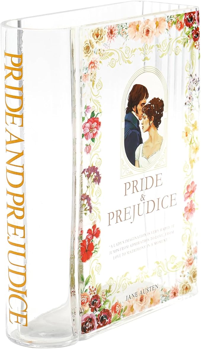 Book Vase for Flowers, Glass Book Shaped Vase, Clear Flower Vases, Large Glass Vases for Home, Office, Bedroom, Living Room, Dining Table, Bookshelf(Pride)