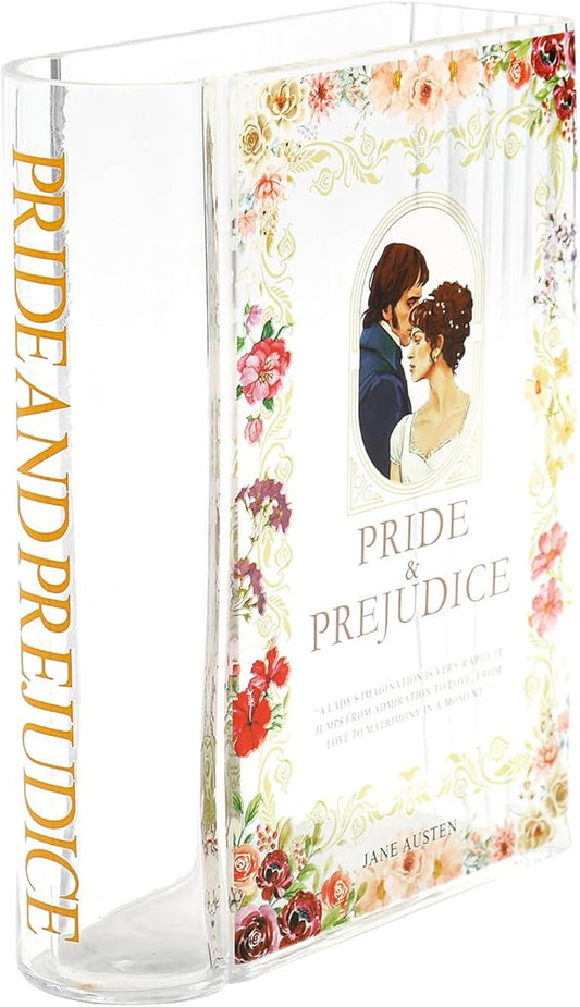 Book Vase for Flowers, Glass Book Shaped Vase, Clear Flower Vases, Large Glass Vases for Home, Office, Bedroom, Living Room, Dining Table, Bookshelf(Pride)