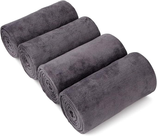 Orighty Bath Towel Pack of 4 - Soft Feel Grey Bath Towel Sets, Highly Absorbent Microfiber Towels for Body, Quick Drying, Microfiber Towels for Sport, Yoga, SPA, Fitness, (27’’ x 54’’)