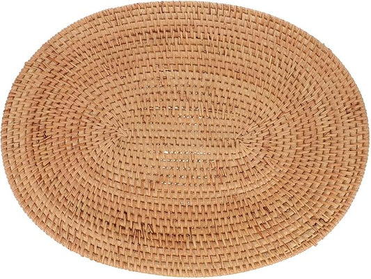 Natural Rattan Woven Placemats Oval Tableware Mats Anti Slip Place Mat Multifunctional Placemat 30x40cm