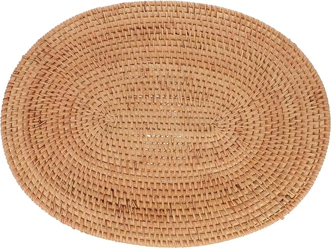 Natural Rattan Woven Placemats Oval Tableware Mats Anti Slip Place Mat Multifunctional Placemat 30x40cm