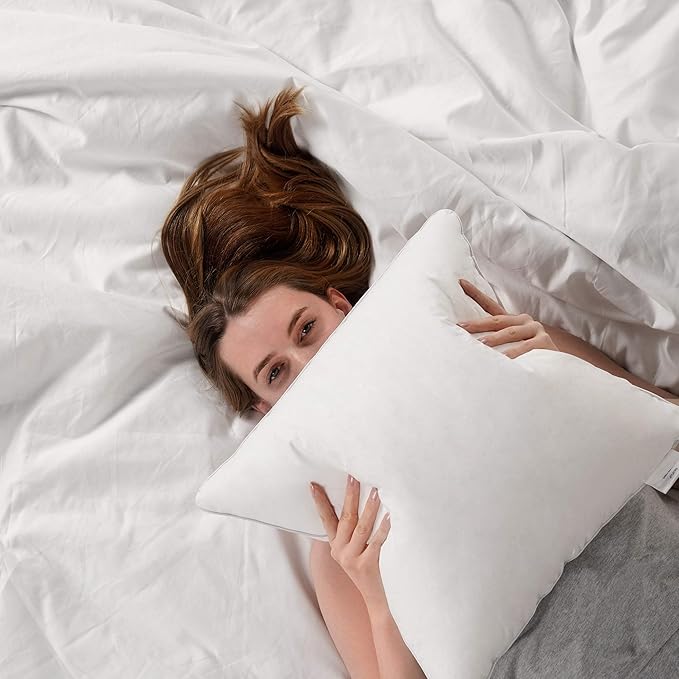 Oubonun 20 x 20 Throw Pillow Inserts (Set of 2) with 100% Cotton Cover - 20 Inch Square Interior Decorative Sofa Pillow Insert Pair - White Couch Pillow