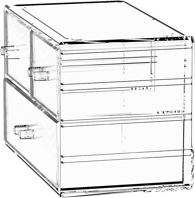 ZHIAI Stackable Storage Drawers, Acrylic Bathroom Counter Organizer Clear Makeup Organizers for Vanity, Kitchen Cabinets, Bathroom, Undersink, Home Organization and Storage (3 Drawers, Pattern A)