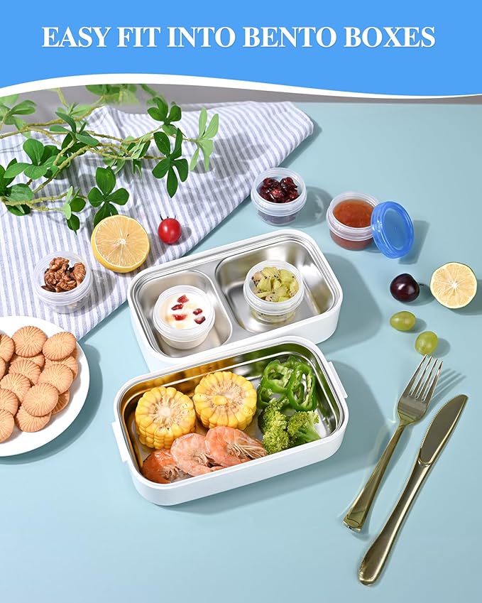 Salad Dressing Containers, [8 Pack*2 oz] Reusable Easy to Open Dressing, Condiment, Sauce, Dip Containers to Go With Leak-Proof Twist Top Lids, Bpa Free, Safe For Microwave, Freezer, Dishwasher