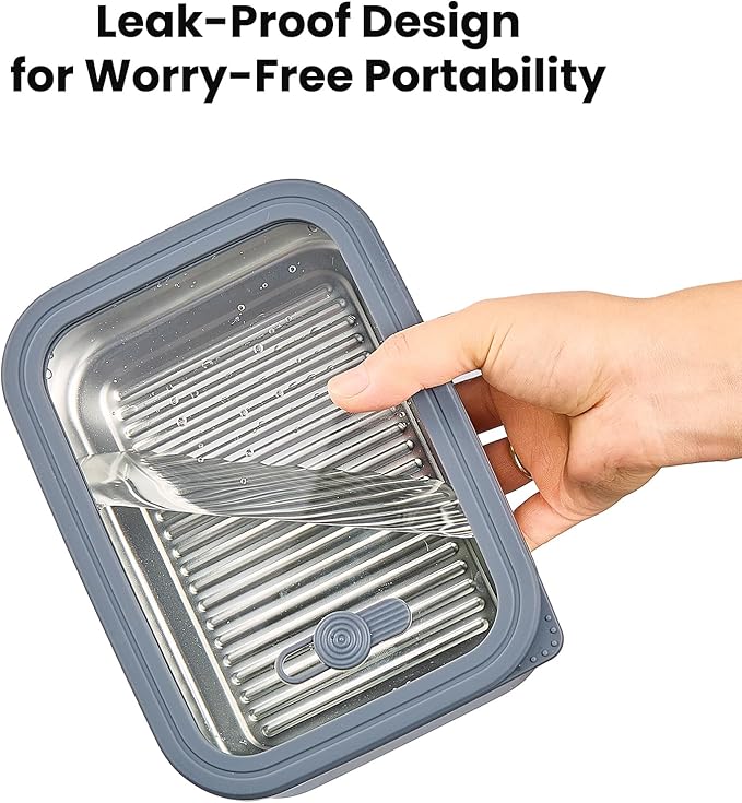 44oz Stainless steel food storage containers With lids，stainless steel snack containers，stainless steel lunch box，Easy Clean,Airtight & Leakproof for kitchen storage，Dishwasher safe（44oz/1300ml）