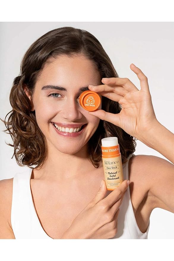 Relance Natural Solid Deodorant, Zero Waste, All Natural Vegetable, Eucalyptus and Orange Patchouli Scents, with Eco-Conscious Packaging (Orange)