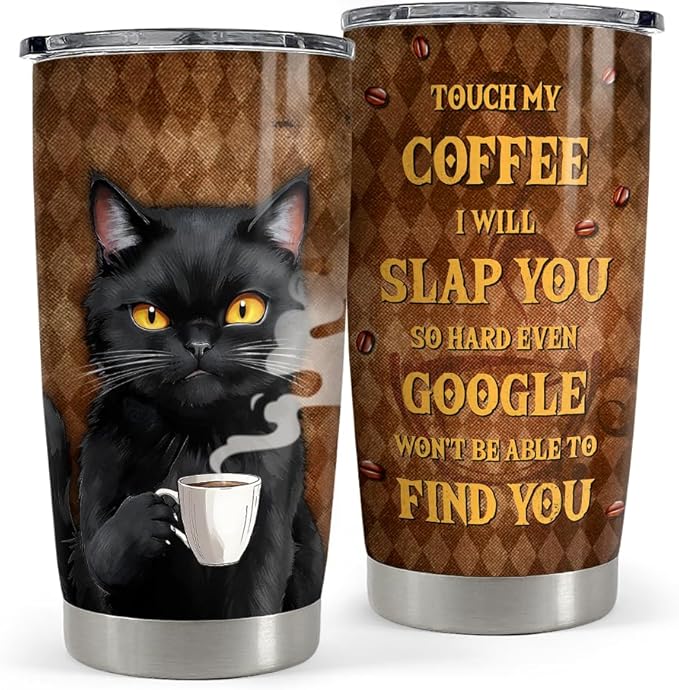 Black Cat Tumbler 20oz Stainless Steel Insulated Coffee Travel Mug Cup for Men Women on Birthday Christmas