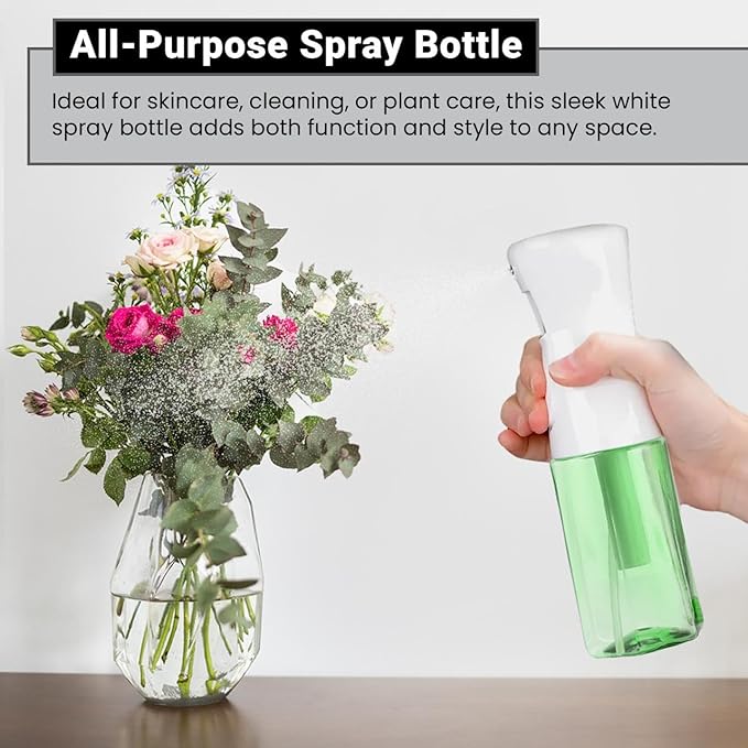 Continuous Mist Spray Bottle – Ultra Fine Mist for Hair Styling, Salon Use, and Versatile Applications – Ideal for Plants, Cleaning, and Travel – 5 oz Green Octagon Shape Empty Bottle