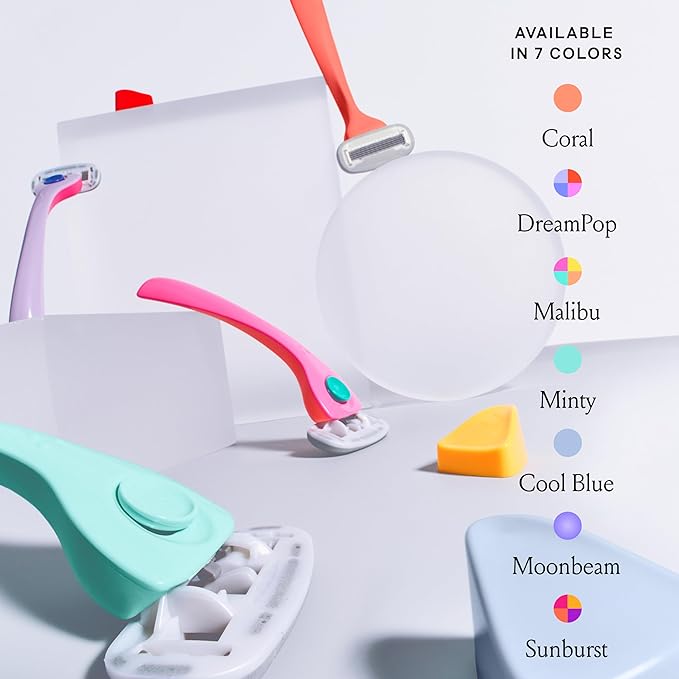 Billie Razors for Women Shave Kit – Women’s Razor + 2 x 5-Blade Razor Refills + Magnetic Holder – Sunburst