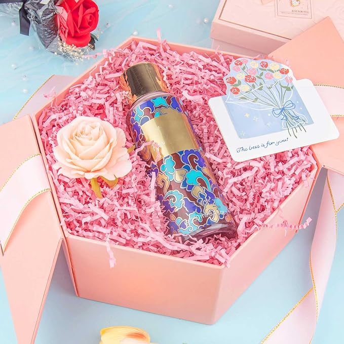 8.5oz Crinkle Paper Filler, Gift Baskets Gift Boxes Crafts Shredded Cut Paper Packaging Decorative Stuffing & Cushioning Confetti for Easter Birthday Wedding Party Favor Pink