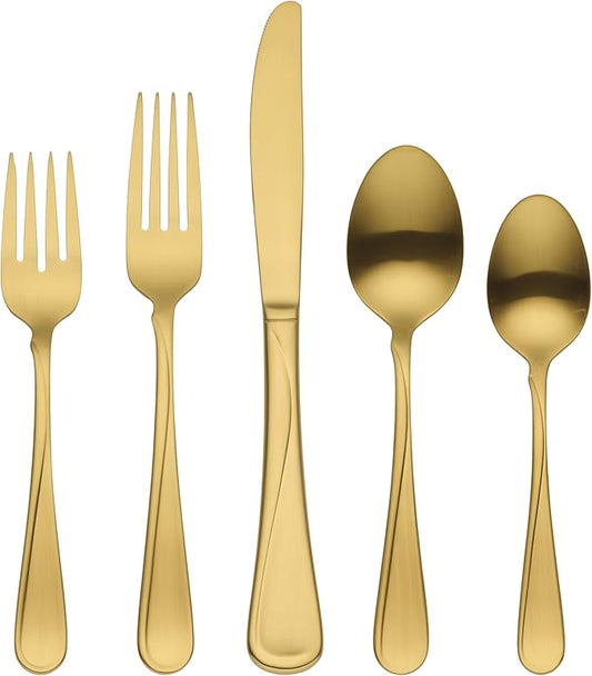 Oneida 899220 Flight Gold Satin 20-Piece Flatware Set, Service For 4