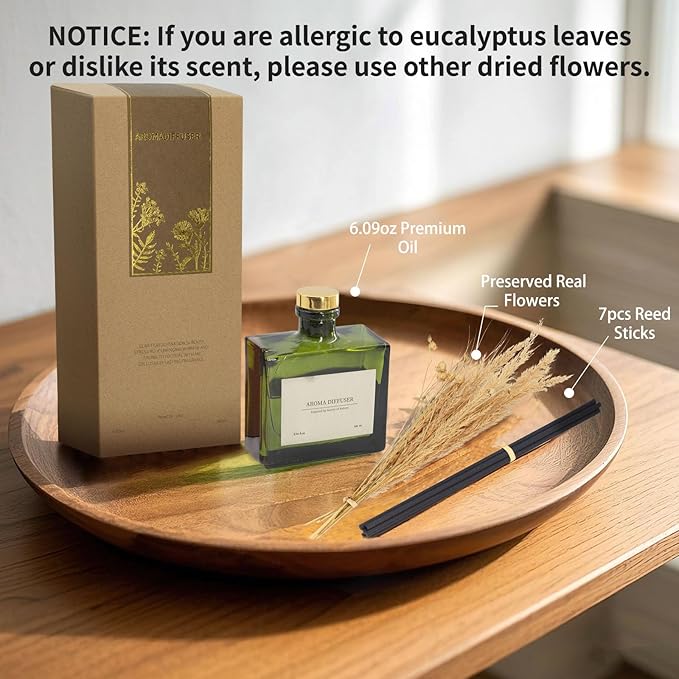 Reed Diffuser, 6.09 oz Citrus Grove Scent Diffuser with Sticks & Dried Flowers, 120 Days Long Lasting Diffusers for Home, Elegant Fragrance for Bathroom Bedroom Office Decor Air Fresh