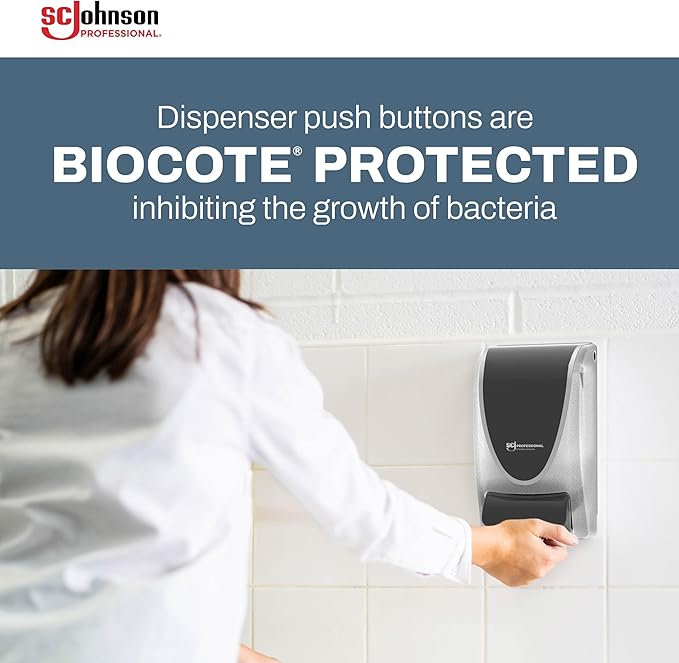 SC Johnson Professional Clear FOAM Dispenser and Refill Starter Kit, Wall Mount Soap Dispenser for Hand Soap, 1 Refresh Clear FOAM Hand Wash, 1 Liter Cartridge, 33.8 fl. oz., for Professional Use Only