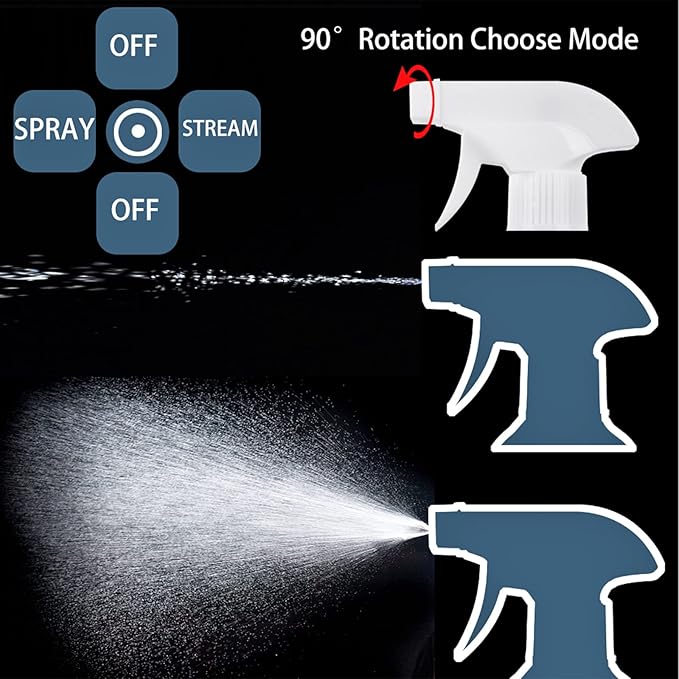 UUJOLY 17 oz Plastic Spray Bottle Trigger Empty Spray Bottles Clear Refillable Container for Water, Essential Oils, Hair, Cleaning Products, Adjustable Head Sprayer and Stream, Black, 2 Pack