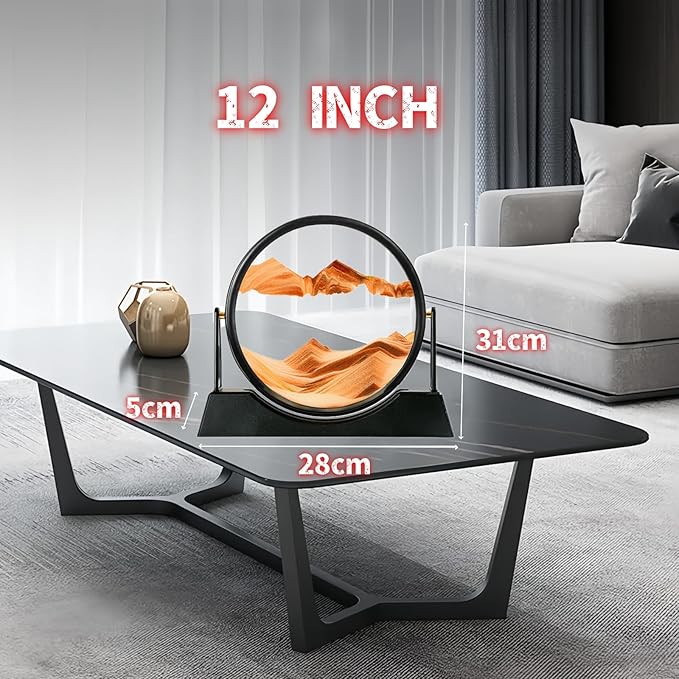 ZSDSZDZY Moving Sand Art Picture Liquid Motion, 3D Quicksand Décor, Deep Sea Sandscapes with Display Flowing Sand Frame for Relaxing, Desktop Office Home Decoration(Orange)
