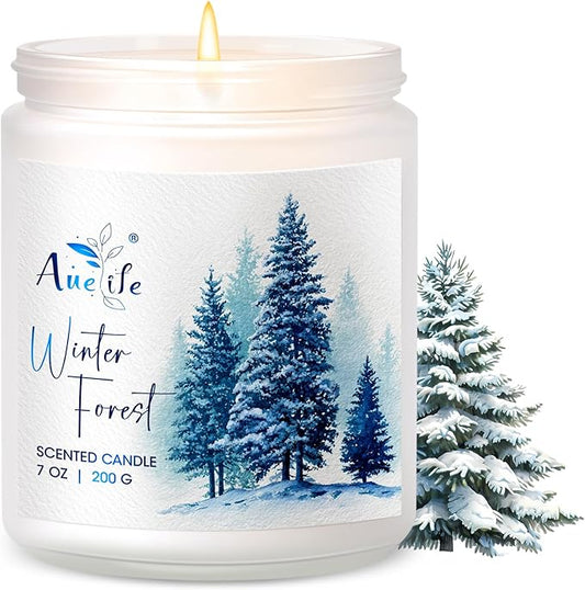 Winter Forest Candle | Pine & Cedarwood Scented Soy Candles - Aromatherapy Candles for Home, Holiday Candle Gift for Women & Men, Winter Christmas Home Décor