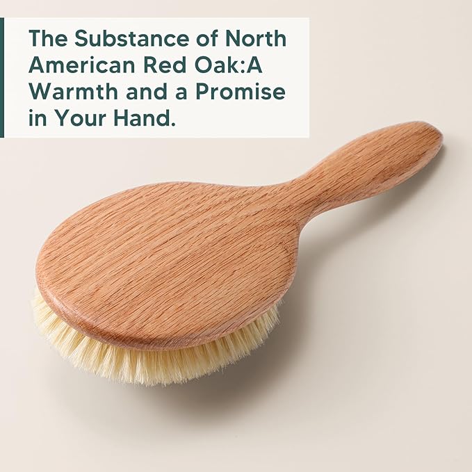 Heritage Oak Boar Bristle Hair Brush | 100% First-Cut Natural Bristles for Shine & Smoothing | Soft Scalp Massage | Luxury Grooming for Fine, Short Hair & Men's Styling (Finishing Tool)