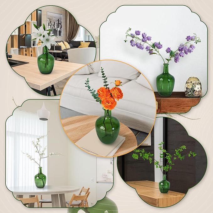 Clear Glass Vase Tall Farmhouse Vase for Branches Glass Vases for Centerpieces in Home Decoration (S-Green)