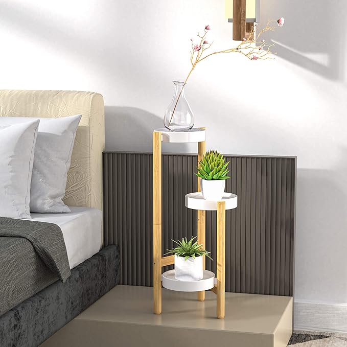 Wisuce Corner Plant Stand Indoor, 3 Tier Tall Bamboo Plant Stand Holder & Plant Shelf Display Rack for Indoor Home Decor (3 Tier Stand)