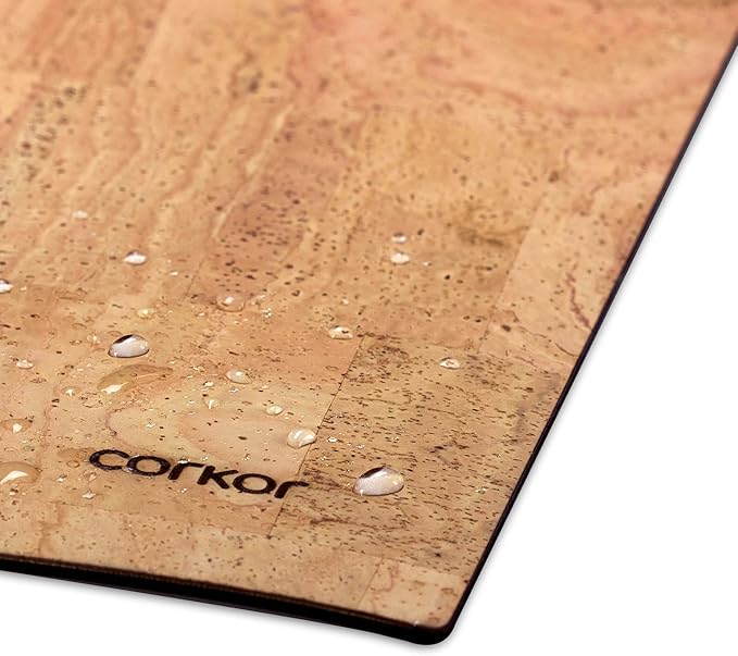 Corkor Cork Desk Pad – Table Mat - Vegan Leather – Cruelty Free – Eco Friendly - Light Brown