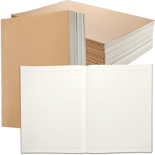 Lincia 24 Pack Large Kraft Notebooks Bulk, 8.5 x 11 Inch College Ruled A4 Subject Diary Journals Notebooks for Office Notes Writing Supplies, 60 Pages