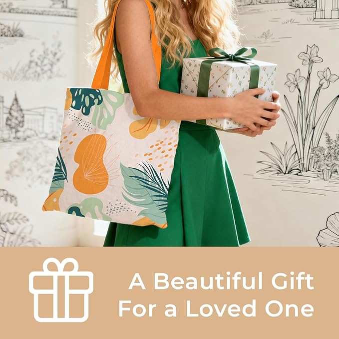 Cute Aesthetic Canvas Tote Bag for Women, Reusable Foldable Shopping Cotton Shoulder Totebag with Zipper Pocket