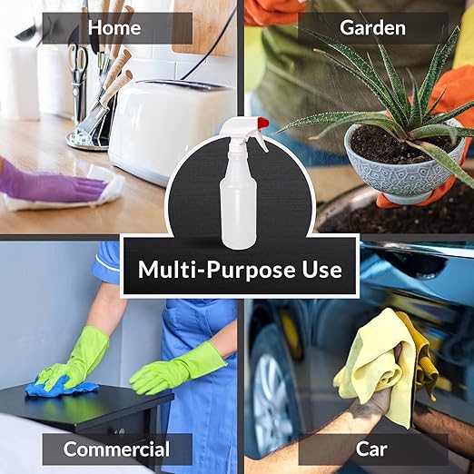 Pinnacle Mercantile Plastic Spray Bottles Leak Proof Technology Empty 16 oz Value Pack of 64 Made In USA