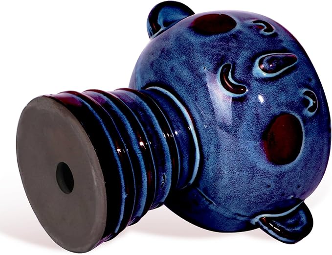 Planter, Ceramic Cute Face Flower Pot Head, Indoor Outdoor, Drainage Hole, 7x5x6 inches, Light Blue